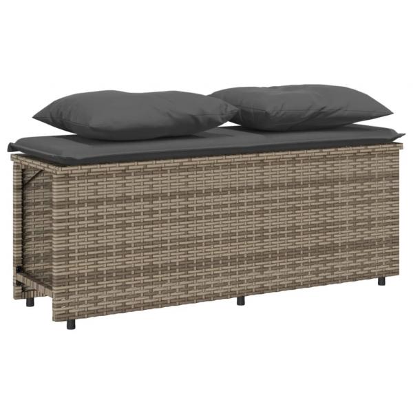 3-tlg. Garten-Essgruppe mit Kissen Grau Poly Rattan