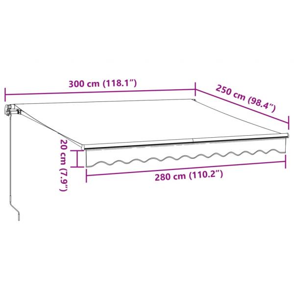 Markise Manuell mit LED Braun 300x250 cm