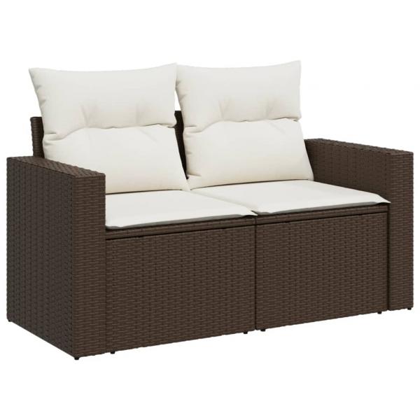 6-tlg. Garten-Sofagarnitur mit Kissen Braun Poly Rattan