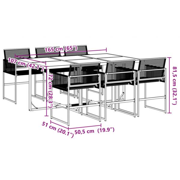 7-tlg. Garten-Essgruppe Schwarz Poly Rattan