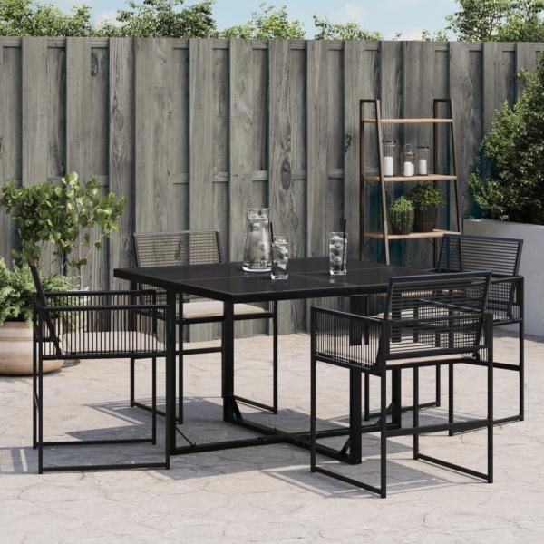 Gartenstühle mit Kissen 4 Stk. Schwarz Poly Rattan