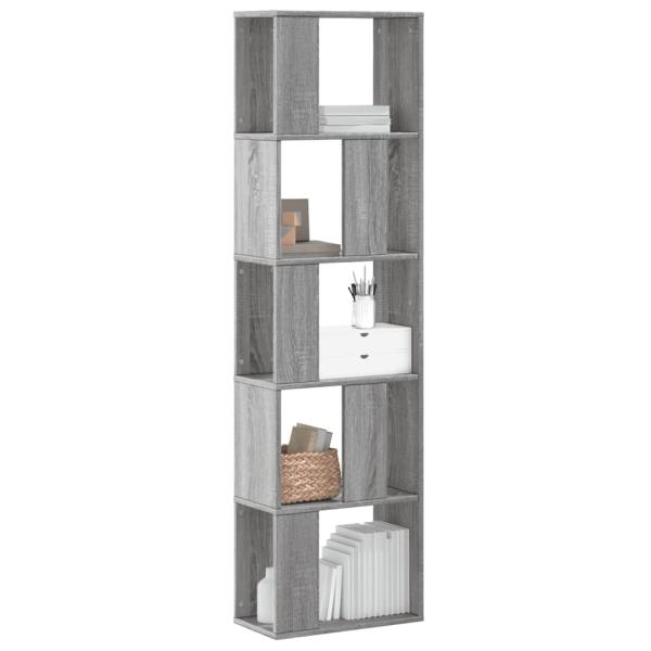 ARDEBO.de - Bücherregal 5 Böden Grau Sonoma 45x23,5x162,5 cm Holzwerkstoff