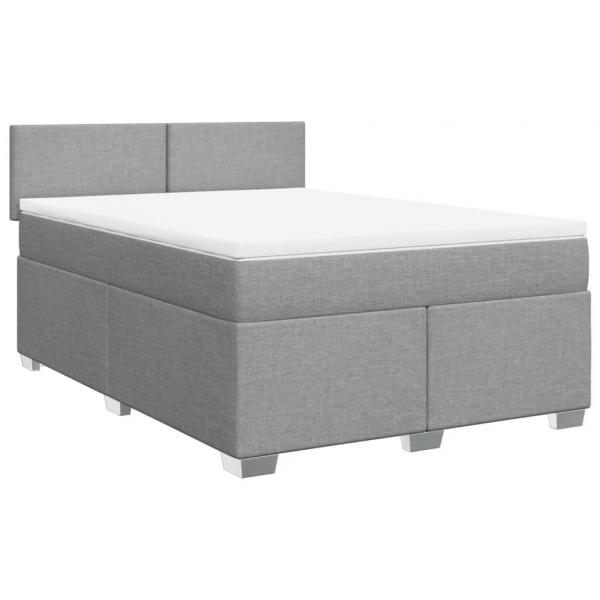 Boxspringbett mit Matratze Hellgrau 140x200 cm Stoff