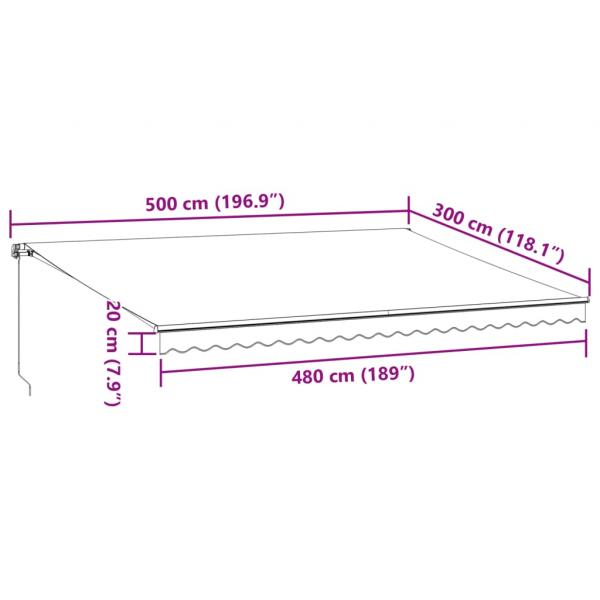 Markise Manuell mit LED Braun 500x300 cm