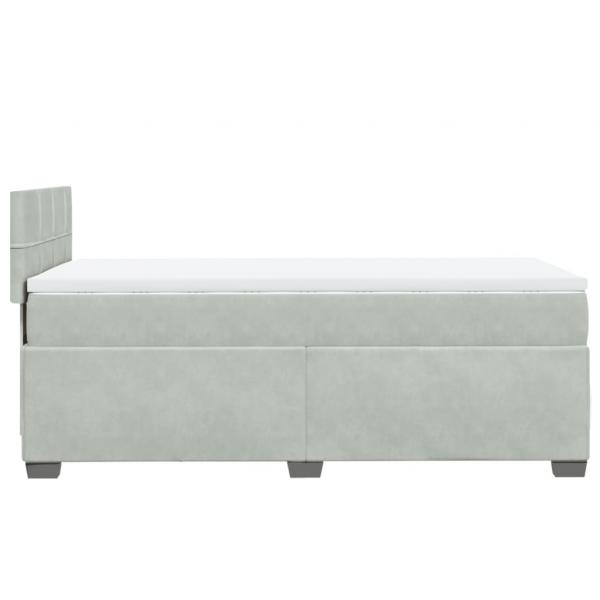 Boxspringbett mit Matratze Hellgrau 90x190 cm Samt