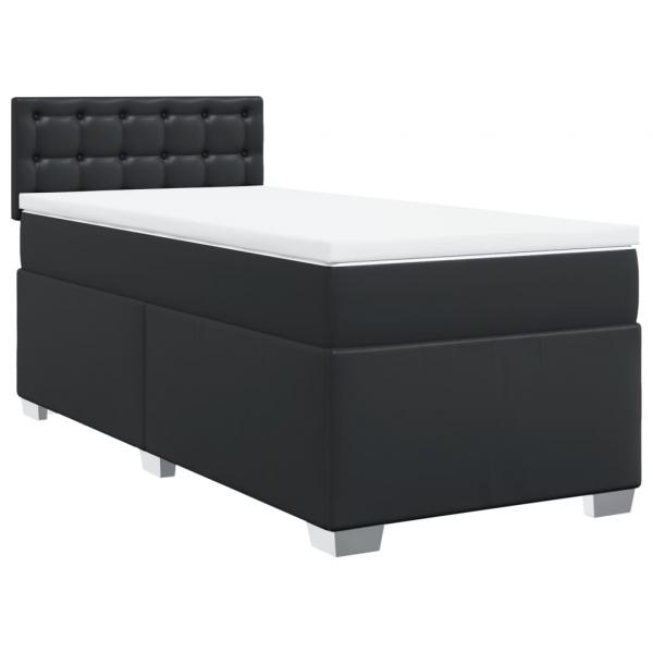 Boxspringbett mit Matratze Schwarz 80x200 cm Kunstleder