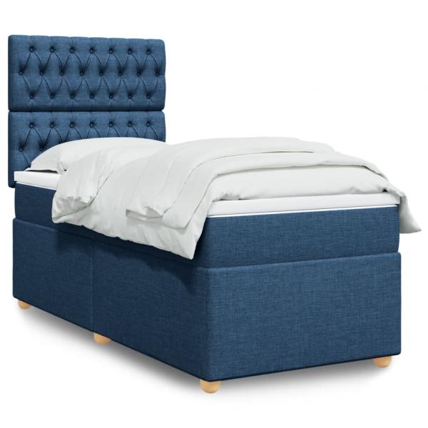 ARDEBO.de - Boxspringbett mit Matratze Blau 90x190 cm Stoff