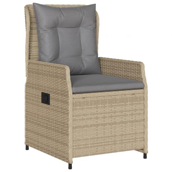 7-tlg. Garten-Essgruppe mit Kissen Beige Poly Rattan