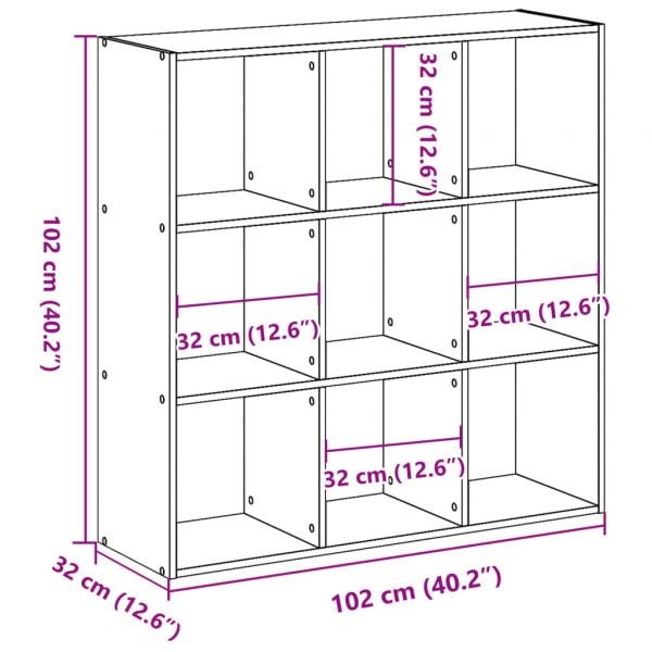 Bücherregal Räuchereiche 102x32x102 cm Holzwerkstoff