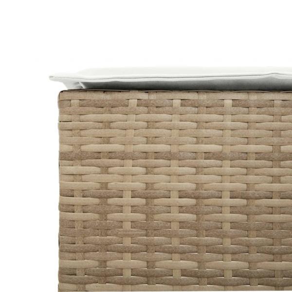 Garten-Barhocker mit Kissen 2 Stk. Beige Poly Rattan