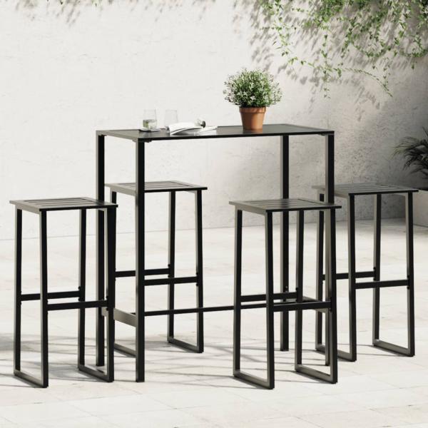 ARDEBO.de - 5-tlg. Gartenbar-Set Schwarz Pulverbeschichteter Stahl