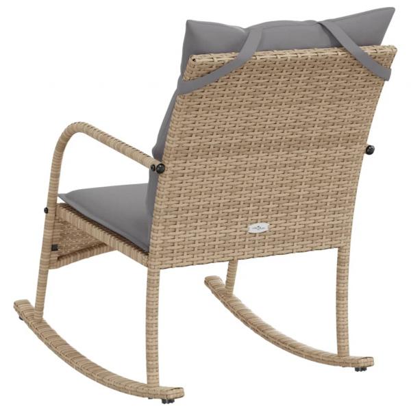 Garten-Schaukelstuhl mit Kissen Beige Poly Rattan