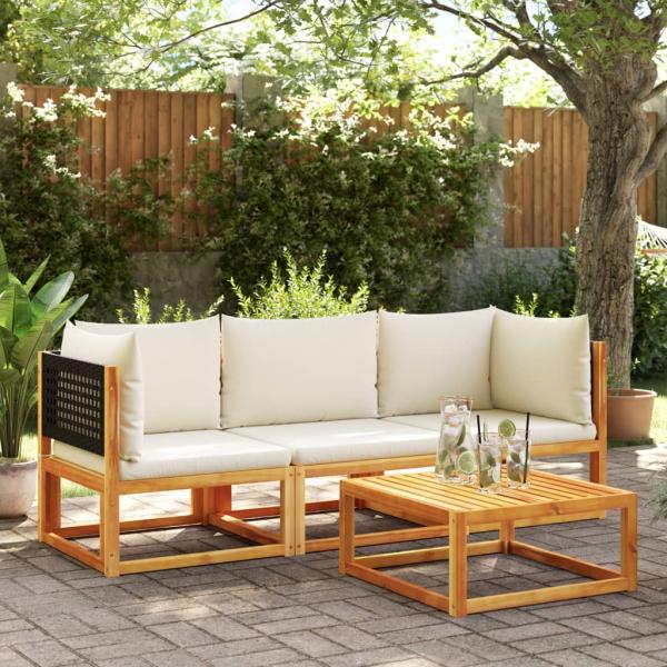 Garten-Ecksofa mit Kissen Massivholz Akazie