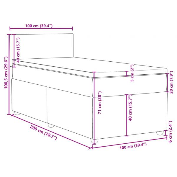 Boxspringbett mit Matratze Dunkelbraun 100x200 cm Stoff