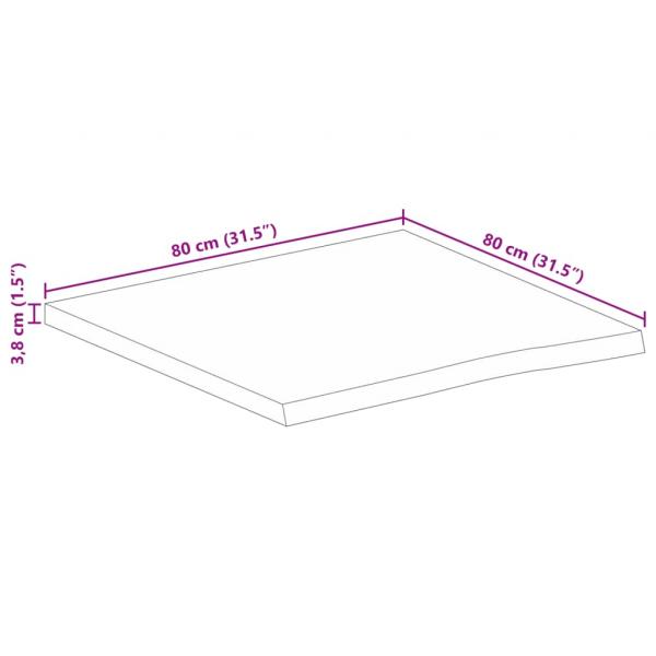 Tischplatte mit Baumkante 80x80x3,8 cm Massivholz Mango