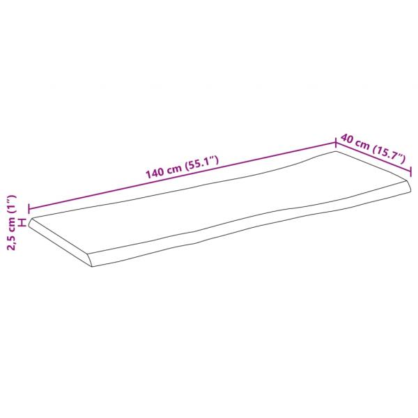 Tischplatte mit Baumkante 140x40x2,5 cm Raues Mango Massivholz