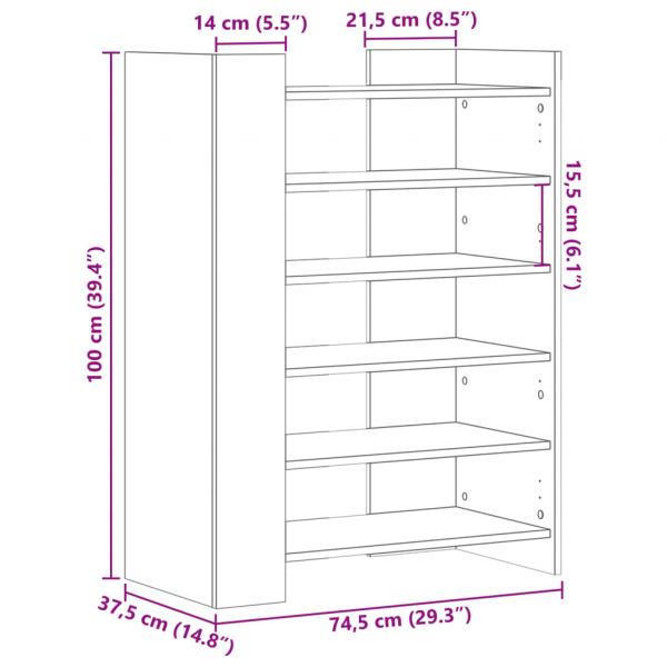 Schuhschrank Braun Eichen-Optik 74,5x37,5x100 cm Holzwerkstoff