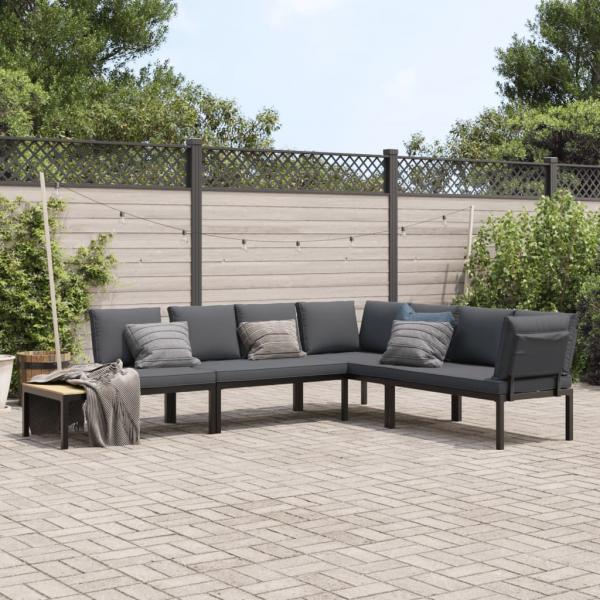 ARDEBO.de - 4-tlg. Garten-Sofagarnitur mit Kissen Schwarz Aluminium