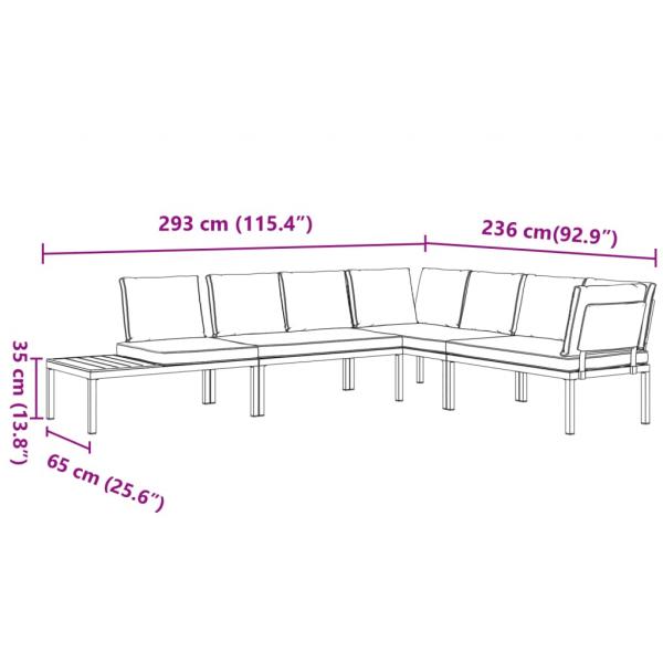 4-tlg. Garten-Sofagarnitur mit Kissen Schwarz Aluminium