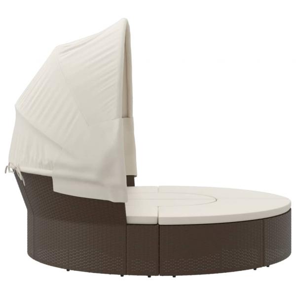 Sonneninsel mit Dach und Kissen Braun Poly Rattan