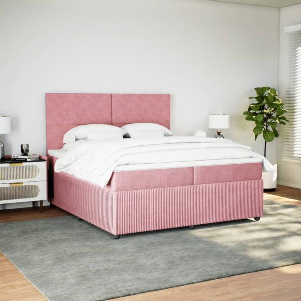 Boxspringbett mit Matratze Rosa 200x200 cm Samt