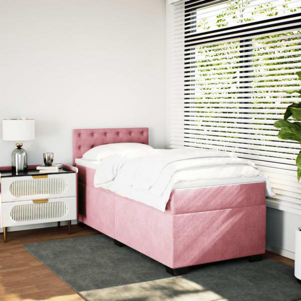 Boxspringbett mit Matratze Rosa 80x200 cm Samt