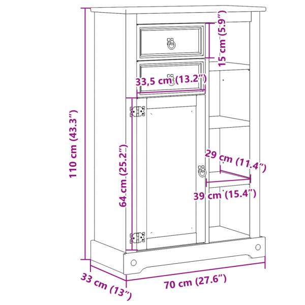 Badschrank Corona 70x33x110 cm Massivholz Kiefer