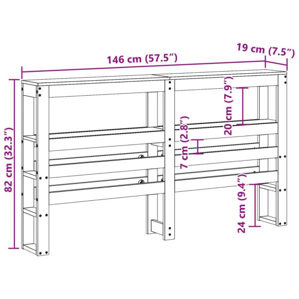 Kopfteil mit Ablagen Wachsbraun 140 cm Massivholz Kiefer