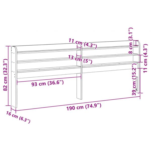 Kopfteil mit Ablagen 180 cm Massivholz Kiefer