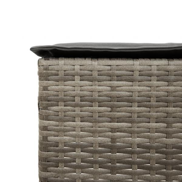 7-tlg. Gartenbar-Set mit Kissen Grau Poly Rattan