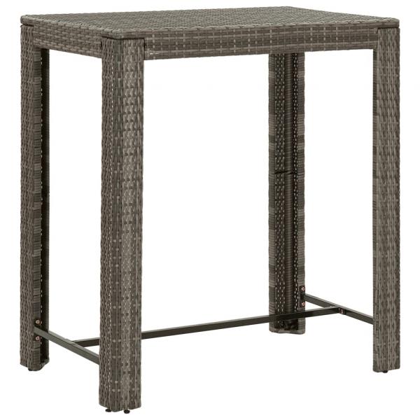 5-tlg. Gartenbar-Set mit Kissen Grau Poly Rattan