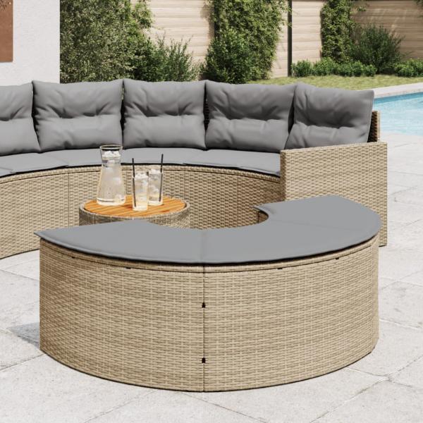 ARDEBO.de - Garten-Fußhocker mit Kissen Beige Poly-Rattan