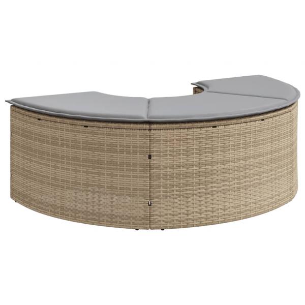 Garten-Fußhocker mit Kissen Beige Poly-Rattan