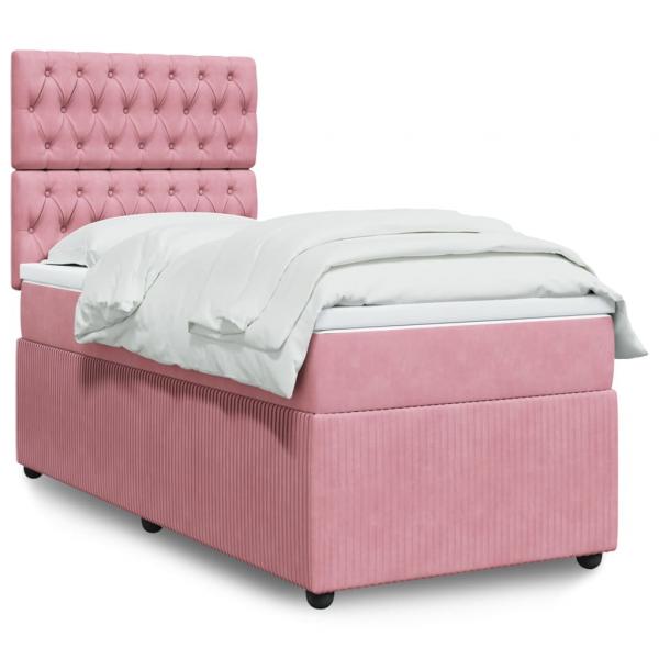 ARDEBO.de - Boxspringbett mit Matratze Rosa 100x200 cm Samt