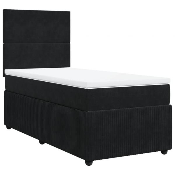 Boxspringbett mit Matratze Schwarz 90x190 cm Samt