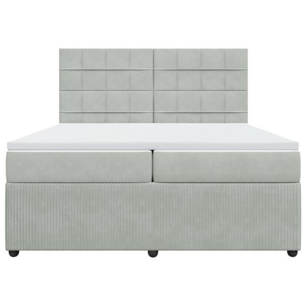 Boxspringbett mit Matratze Hellgrau 200x200 cm Samt