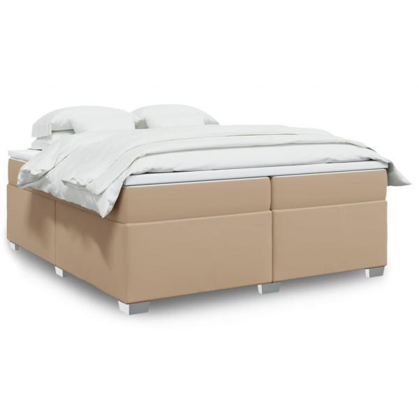 ARDEBO.de - Boxspringbett Matratze Cappuccino-Braun 200x200cm Kunstleder