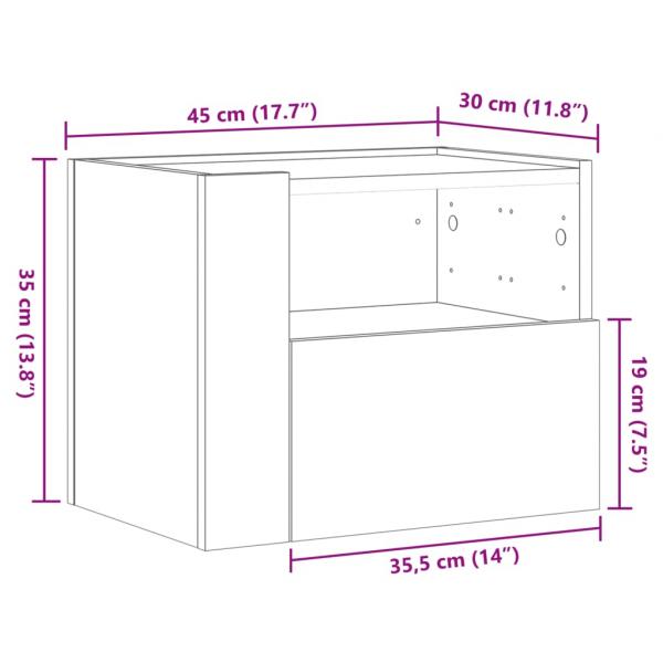 Wand-Nachttische 2 Stk. Betongrau 45x30x35 cm