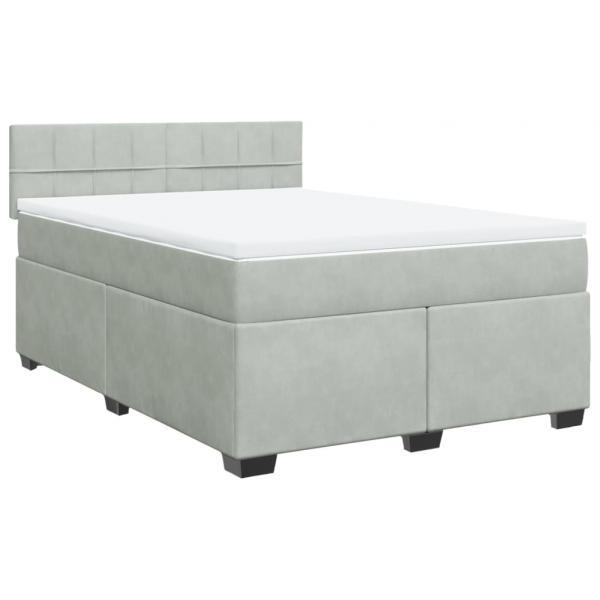 Boxspringbett mit Matratze Hellgrau 140x190 cm Samt