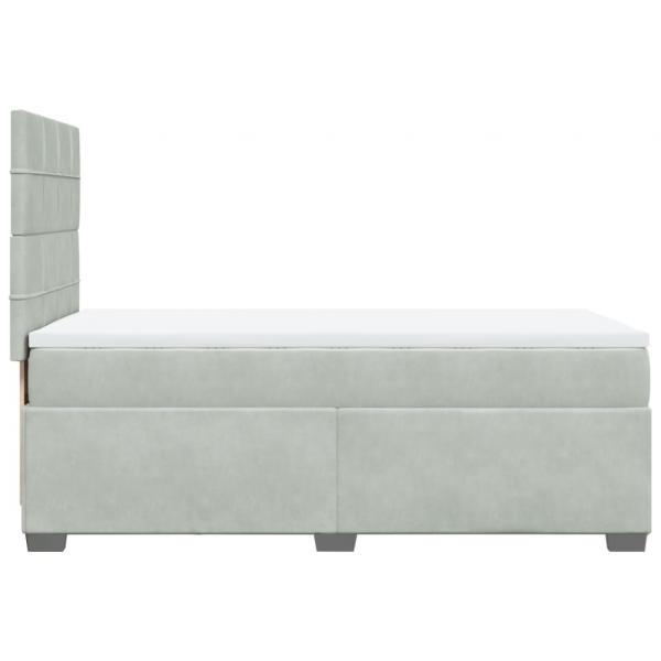 Boxspringbett mit Matratze Hellgrau 90x190 cm Samt