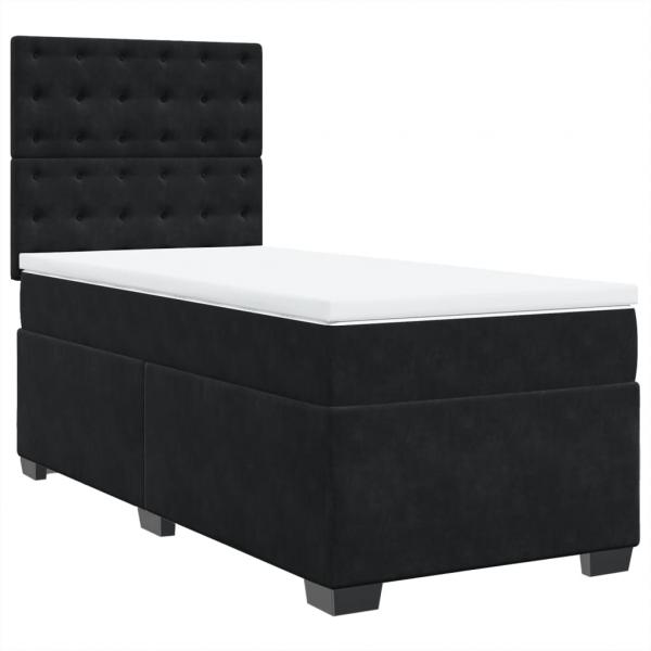 Boxspringbett mit Matratze Schwarz 90x190 cm Samt