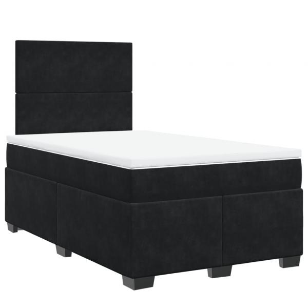 Boxspringbett mit Matratze Schwarz 120x190 cm Samt