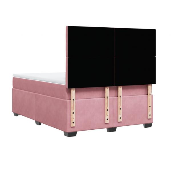 Boxspringbett mit Matratze Rosa 140x190 cm Samt