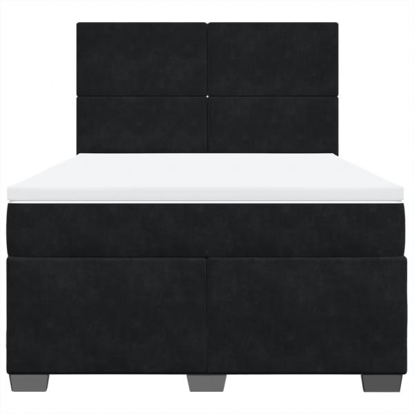 Boxspringbett mit Matratze Schwarz 140x190 cm Samt