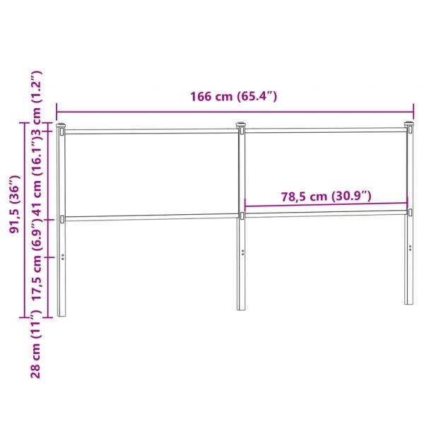 Kopfteil Räuchereiche 160 cm Holzwerkstoff und Stahl