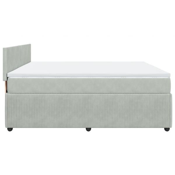 Boxspringbett mit Matratze Hellgrau 200x200 cm Samt