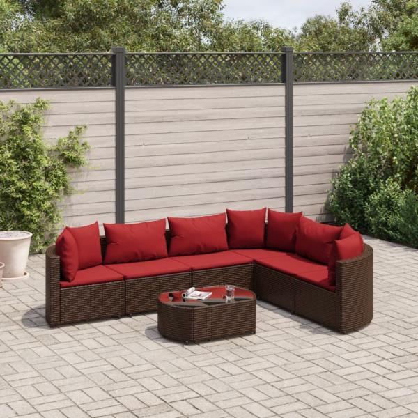 ARDEBO.de - 7-tlg. Garten-Sofagarnitur mit Kissen Braun Poly Rattan