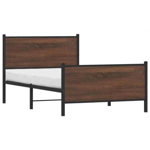 Metallbett ohne Matratze Braun Eichen-Optik 100x190 cm