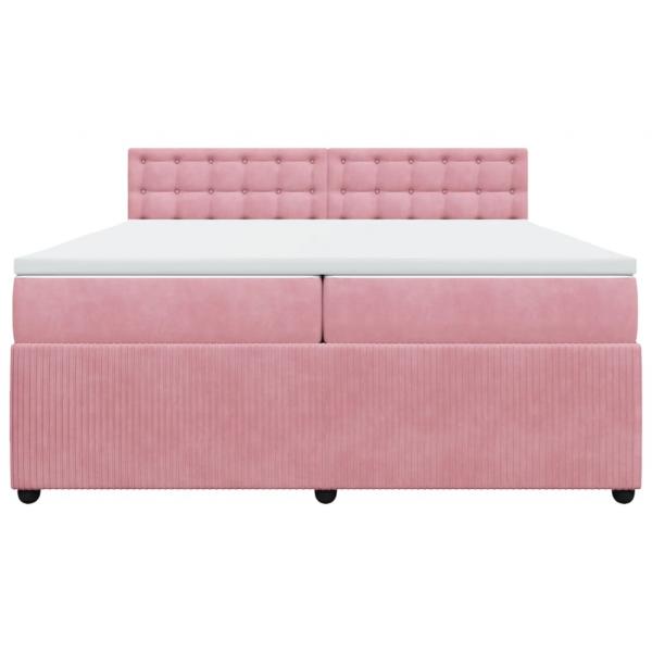 Boxspringbett mit Matratze Rosa 200x200 cm Samt