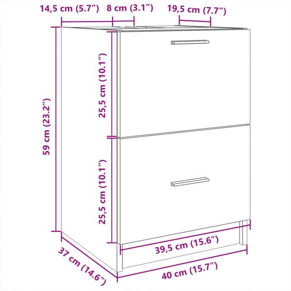 Waschbeckenunterschrank Betongrau 40x37x59 cm Holzwerkstoff